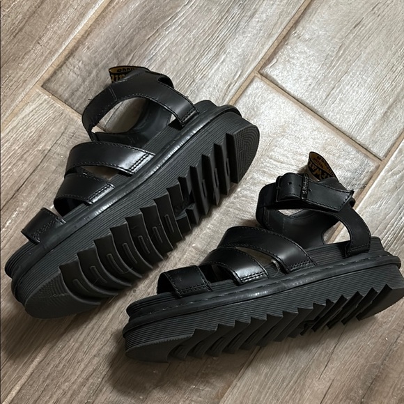 Dr Marten Blair Black Leather Platform Sandals - Picture 4 of 7